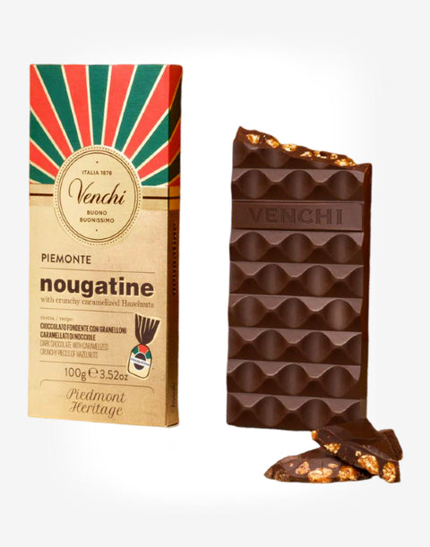 Nougatine horká čokoláda s karamelizovanými lieskovcami 100g